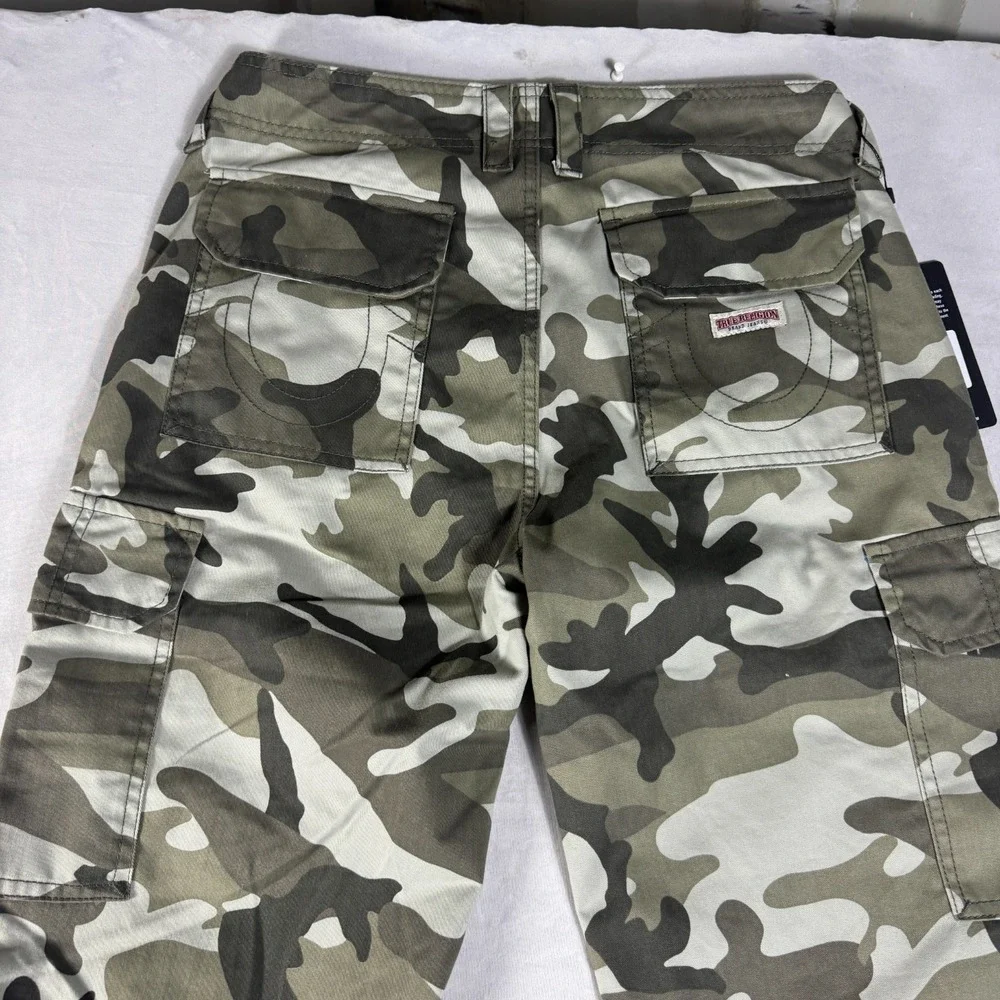 NWT True Religion Mens Cargo Pants SN Dusty Green Camo Military Outdoor 27‎